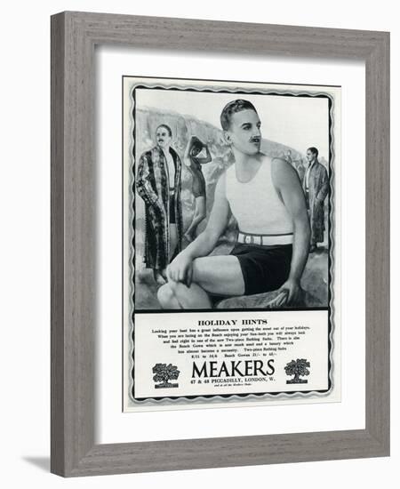 Advert for Meakers Mens Swimwear 1927-null-Framed Art Print