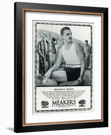 Advert for Meakers Mens Swimwear 1927-null-Framed Art Print