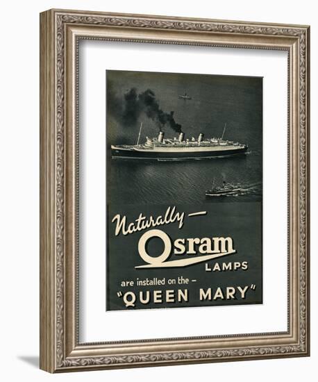 Advert for Osram Lamps, Installed on Queen Mary Ocean Liner-null-Framed Art Print