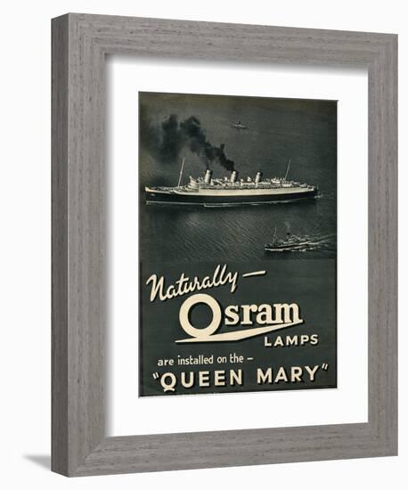 Advert for Osram Lamps, Installed on Queen Mary Ocean Liner-null-Framed Art Print