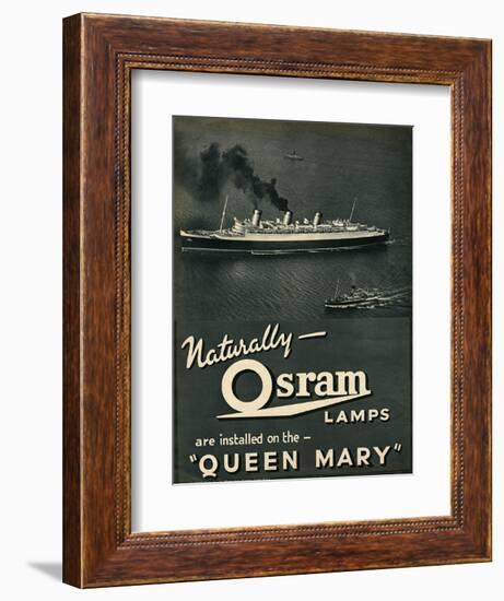 Advert for Osram Lamps, Installed on Queen Mary Ocean Liner-null-Framed Art Print