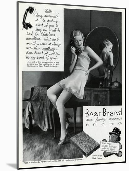 Advert for Stockings by Bear Brand 1934-null-Mounted Art Print