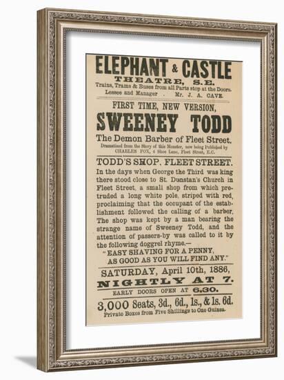 Advert for Sweeney Todd the Demon Barber of Fleet Street-null-Framed Giclee Print