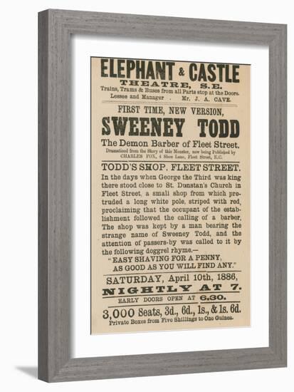 Advert for Sweeney Todd the Demon Barber of Fleet Street-null-Framed Giclee Print