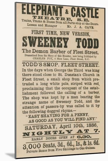 Advert for Sweeney Todd the Demon Barber of Fleet Street-null-Mounted Giclee Print
