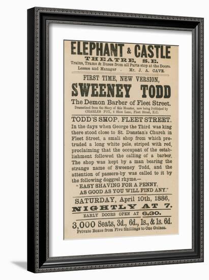 Advert for Sweeney Todd the Demon Barber of Fleet Street-null-Framed Giclee Print