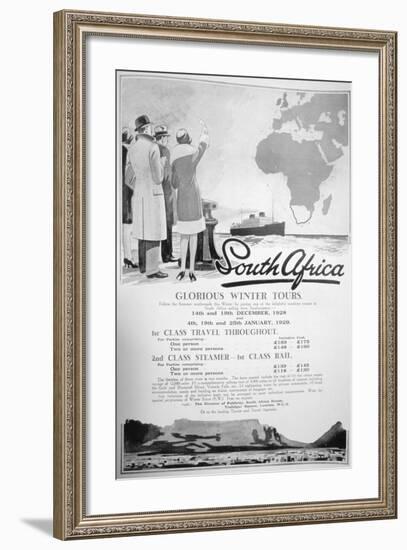 Advert for Winter Tours of South Africa, 1928-null-Framed Giclee Print