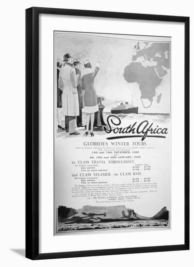 Advert for Winter Tours of South Africa, 1928-null-Framed Giclee Print