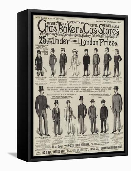 Advertisement, Charles Baker and Co's Stores-null-Framed Premier Image Canvas