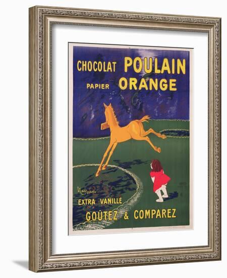 Advertisement for Chocolat Poulain Papier Orange, C. 1910-Leonetto Cappiello-Framed Giclee Print