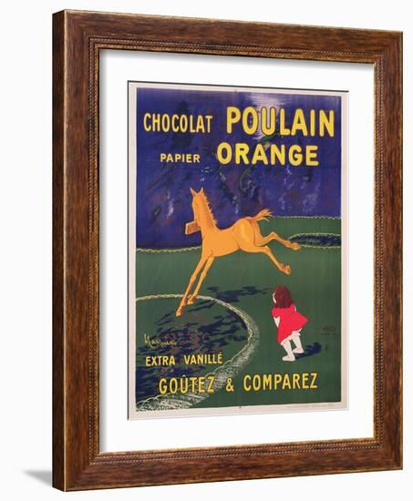 Advertisement for Chocolat Poulain Papier Orange, C. 1910-Leonetto Cappiello-Framed Giclee Print