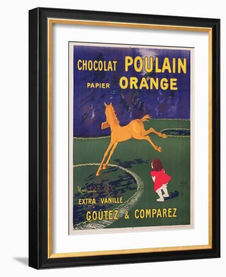 Advertisement for Chocolat Poulain Papier Orange, C. 1910-Leonetto Cappiello-Framed Giclee Print