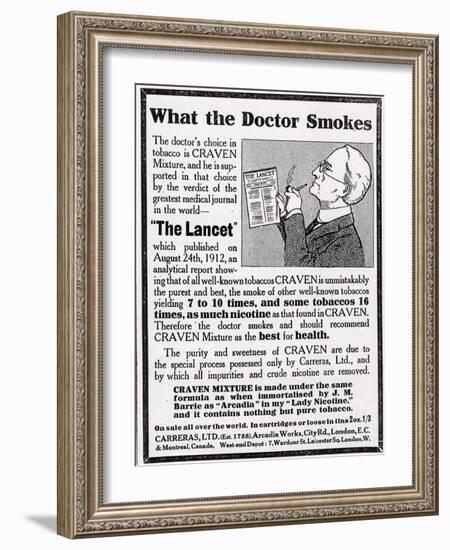 Advertisement for 'Craven Mixture Tobacco', 1910s-English School-Framed Giclee Print