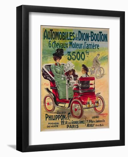 Advertisement for de Dion-Bouton Automobiles, c.1900-French School-Framed Giclee Print