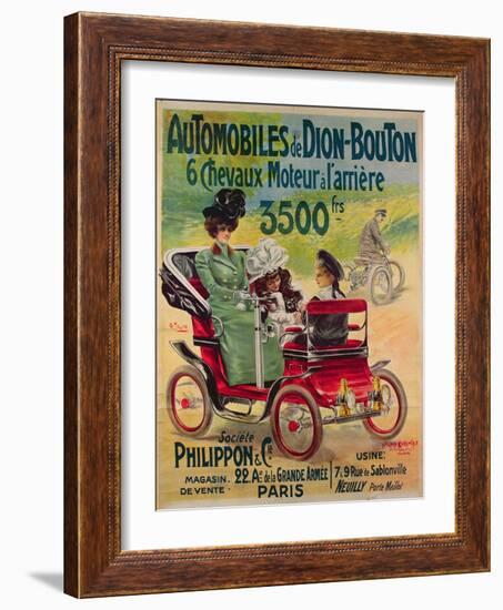 Advertisement for de Dion-Bouton Automobiles, c.1900-French School-Framed Giclee Print