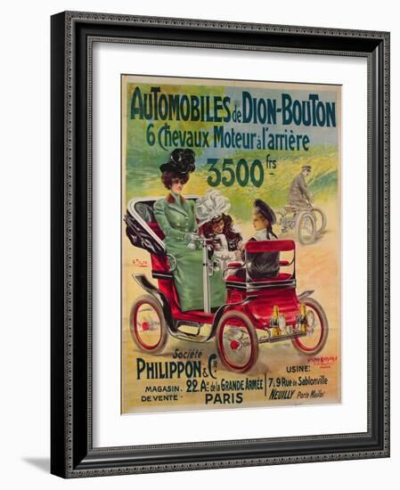 Advertisement for de Dion-Bouton Automobiles, c.1900-French School-Framed Giclee Print