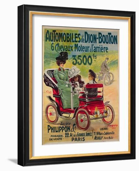 Advertisement for de Dion-Bouton Automobiles, c.1900-French School-Framed Giclee Print