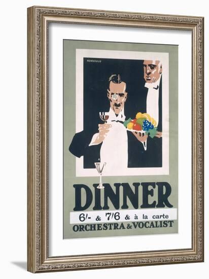 Advertisement for Dinner and Orchestra and Vocalist (Colour Litho)-Frank Newbould-Framed Giclee Print