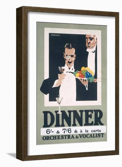 Advertisement for Dinner and Orchestra and Vocalist (Colour Litho)-Frank Newbould-Framed Giclee Print