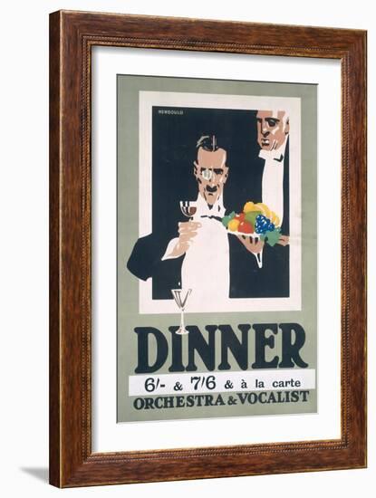 Advertisement for Dinner and Orchestra and Vocalist (Colour Litho)-Frank Newbould-Framed Giclee Print