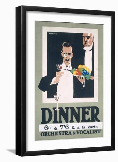 Advertisement for Dinner and Orchestra and Vocalist (Colour Litho)-Frank Newbould-Framed Giclee Print