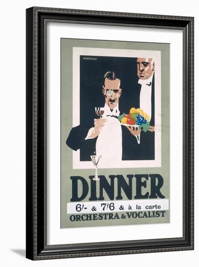 Advertisement for Dinner and Orchestra and Vocalist (Colour Litho)-Frank Newbould-Framed Giclee Print