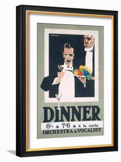 Advertisement for Dinner and Orchestra and Vocalist (Colour Litho)-Frank Newbould-Framed Giclee Print