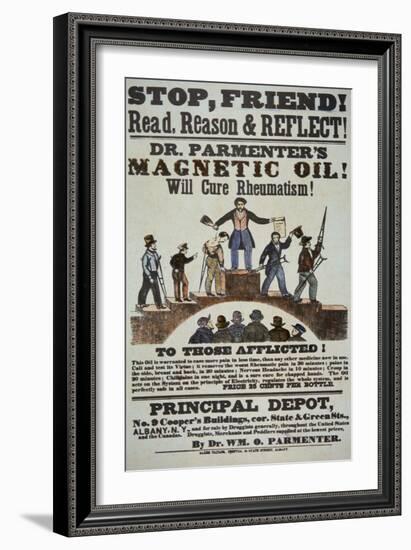 Advertisement for 'Doctor Parmenter's Magnetic Oil', 1840S-American School-Framed Giclee Print