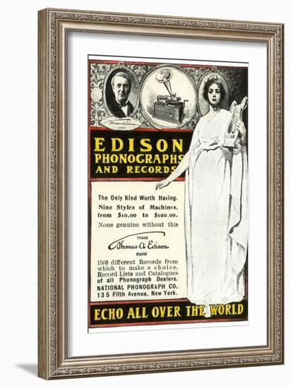 Advertisement for Edison Phonographs and Records, National Phonograph Co., 1901-null-Framed Giclee Print