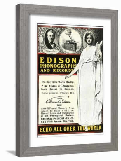 Advertisement for Edison Phonographs and Records, National Phonograph Co., 1901-null-Framed Giclee Print