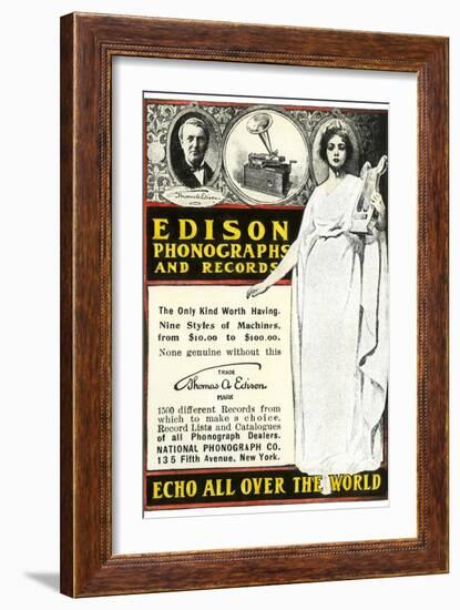 Advertisement for Edison Phonographs and Records, National Phonograph Co., 1901-null-Framed Giclee Print
