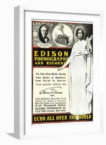 Advertisement for Edison Phonographs and Records, National Phonograph Co., 1901-null-Framed Giclee Print
