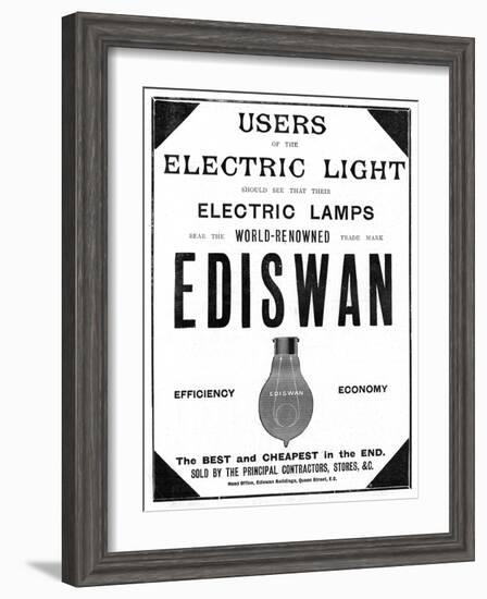 Advertisement for Ediswan Incandescent Light Bulbs, 1898-null-Framed Giclee Print