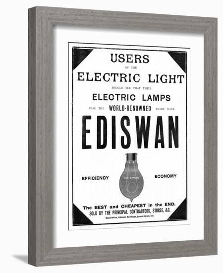 Advertisement for Ediswan Incandescent Light Bulbs, 1898-null-Framed Giclee Print