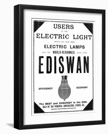 Advertisement for Ediswan Incandescent Light Bulbs, 1898-null-Framed Giclee Print