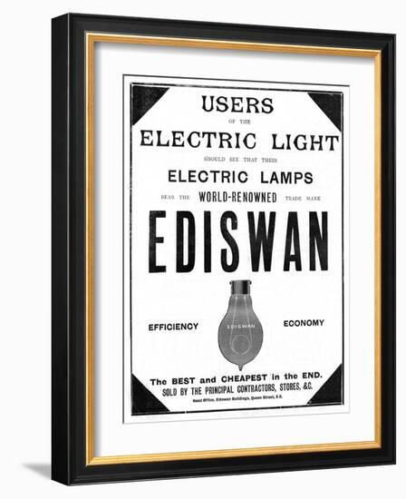 Advertisement for Ediswan Incandescent Light Bulbs, 1898-null-Framed Giclee Print