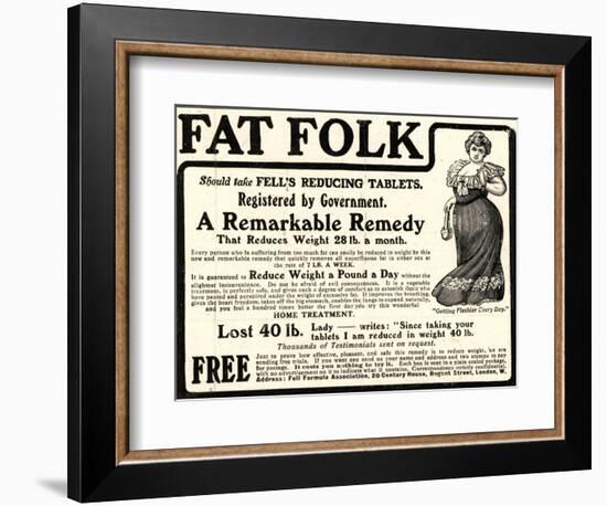 Advertisement for 'Fell's Reducing Tablets', 1910s-English School-Framed Giclee Print