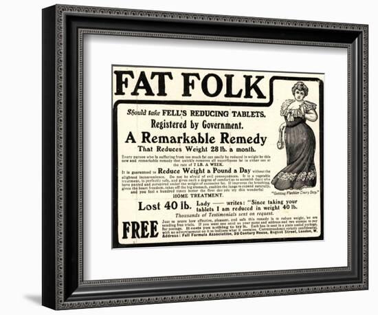 Advertisement for 'Fell's Reducing Tablets', 1910s-English School-Framed Giclee Print