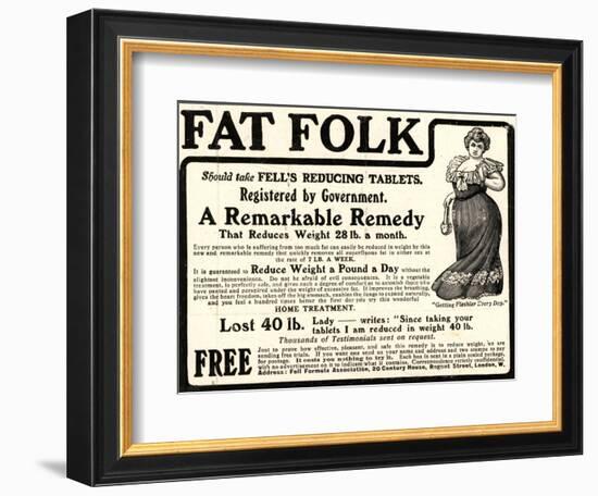 Advertisement for 'Fell's Reducing Tablets', 1910s-English School-Framed Giclee Print