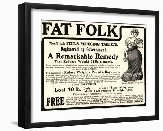 Advertisement for 'Fell's Reducing Tablets', 1910s-English School-Framed Giclee Print