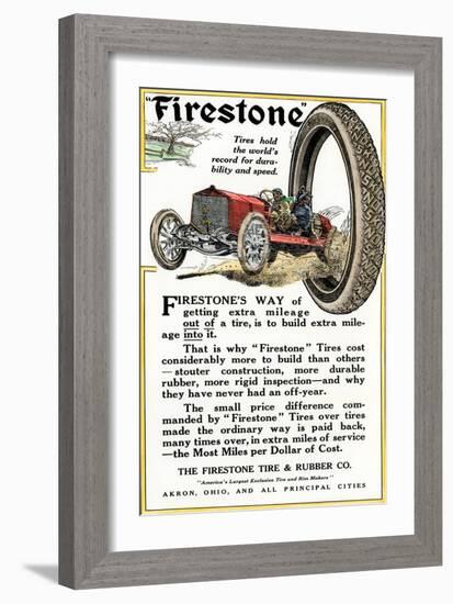 Advertisement for Firestone Tire and Rubber Company, 1912-null-Framed Giclee Print