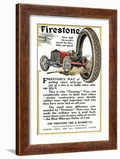 Advertisement for Firestone Tire and Rubber Company, 1912-null-Framed Giclee Print