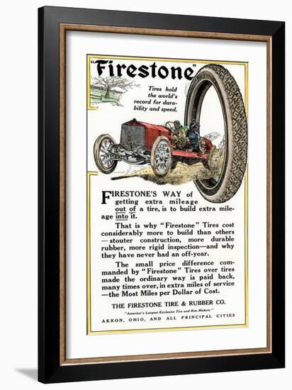 Advertisement for Firestone Tire and Rubber Company, 1912-null-Framed Giclee Print