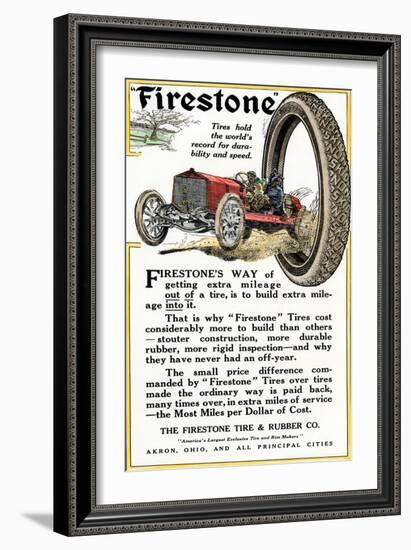 Advertisement for Firestone Tire and Rubber Company, 1912-null-Framed Giclee Print
