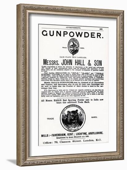 Advertisement for Gunpowder by Messrs. John Hall and Son-null-Framed Giclee Print