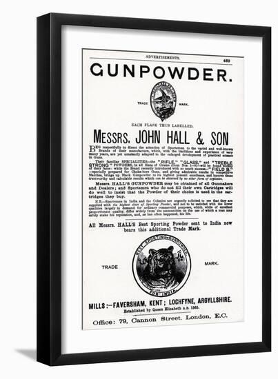 Advertisement for Gunpowder by Messrs. John Hall and Son-null-Framed Giclee Print
