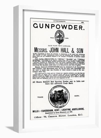 Advertisement for Gunpowder by Messrs. John Hall and Son-null-Framed Giclee Print