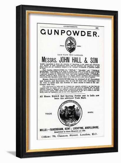 Advertisement for Gunpowder by Messrs. John Hall and Son-null-Framed Giclee Print