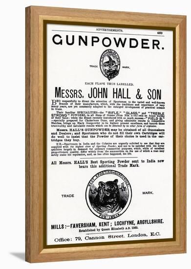 Advertisement for Gunpowder by Messrs. John Hall and Son-null-Framed Premier Image Canvas