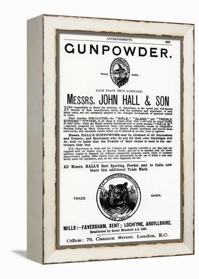 Advertisement for Gunpowder by Messrs. John Hall and Son-null-Framed Premier Image Canvas